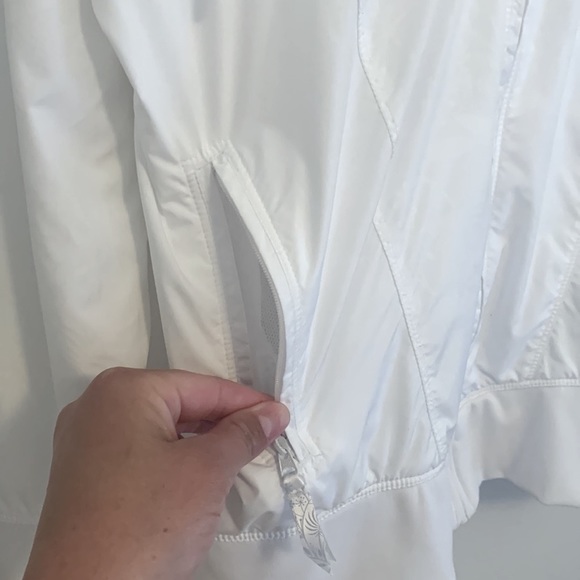 NIKE Lined Windbreaker High Neck White Sublimated Print Zip Bomber Jacket XL - Picture 6 of 16